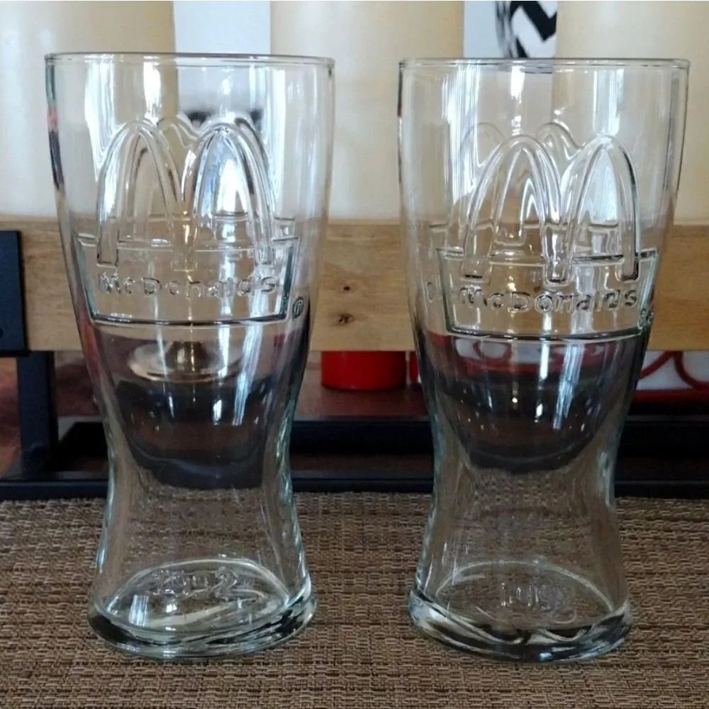 Vintage 1992 Set of 2 McDonald's Clear Fountain Coke Glasses
